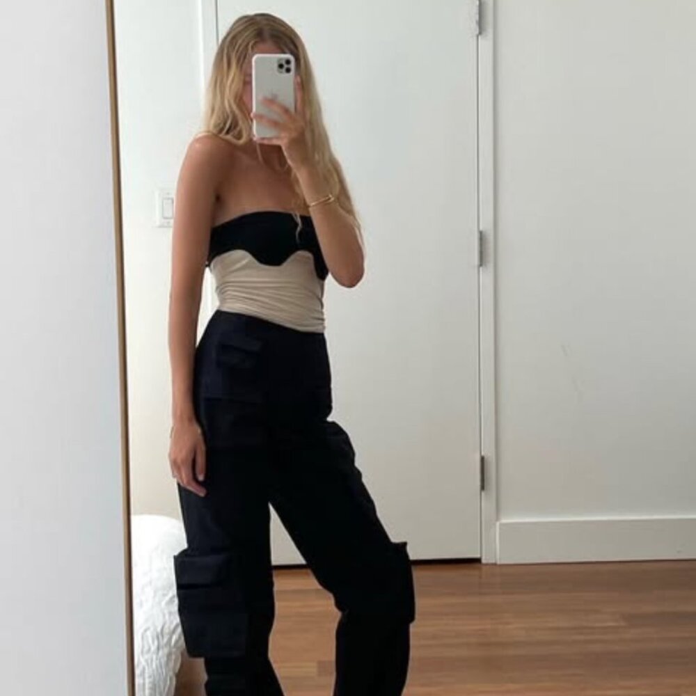 Orseund Iris | Abstract Color block Tube Top in Black & Cream Xsmall $225 - Picture 2 of 8